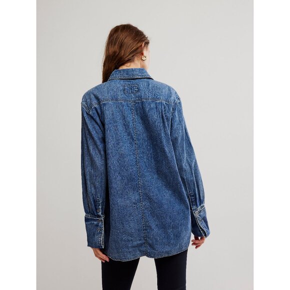 FREE PEOPLE After Hours Denim Top / Montauk Wash - Picture 5 of 6